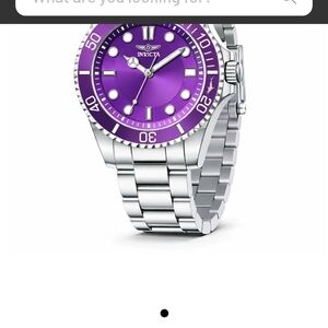 Invicta Silver Watch with Vibrant Purple Dial